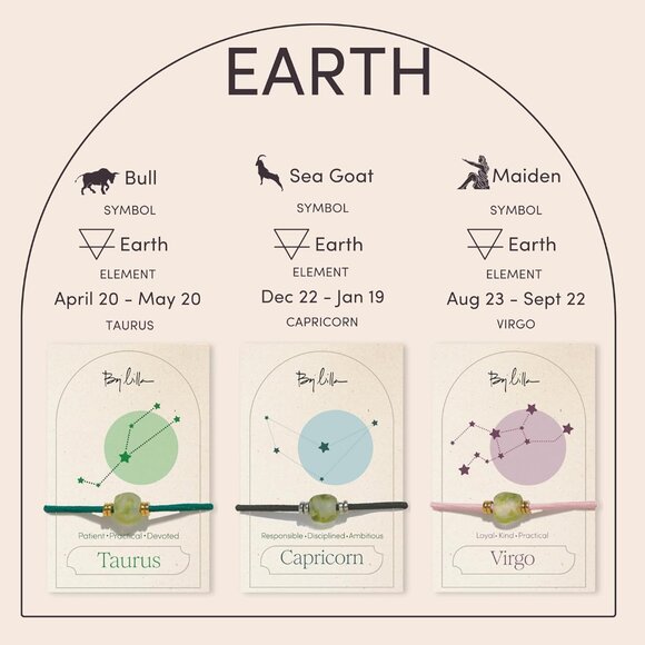 Zodiac Bracelet Hair Ties Women Handmade No-Damage Jewelry Gold Silver - Picture 8 of 9